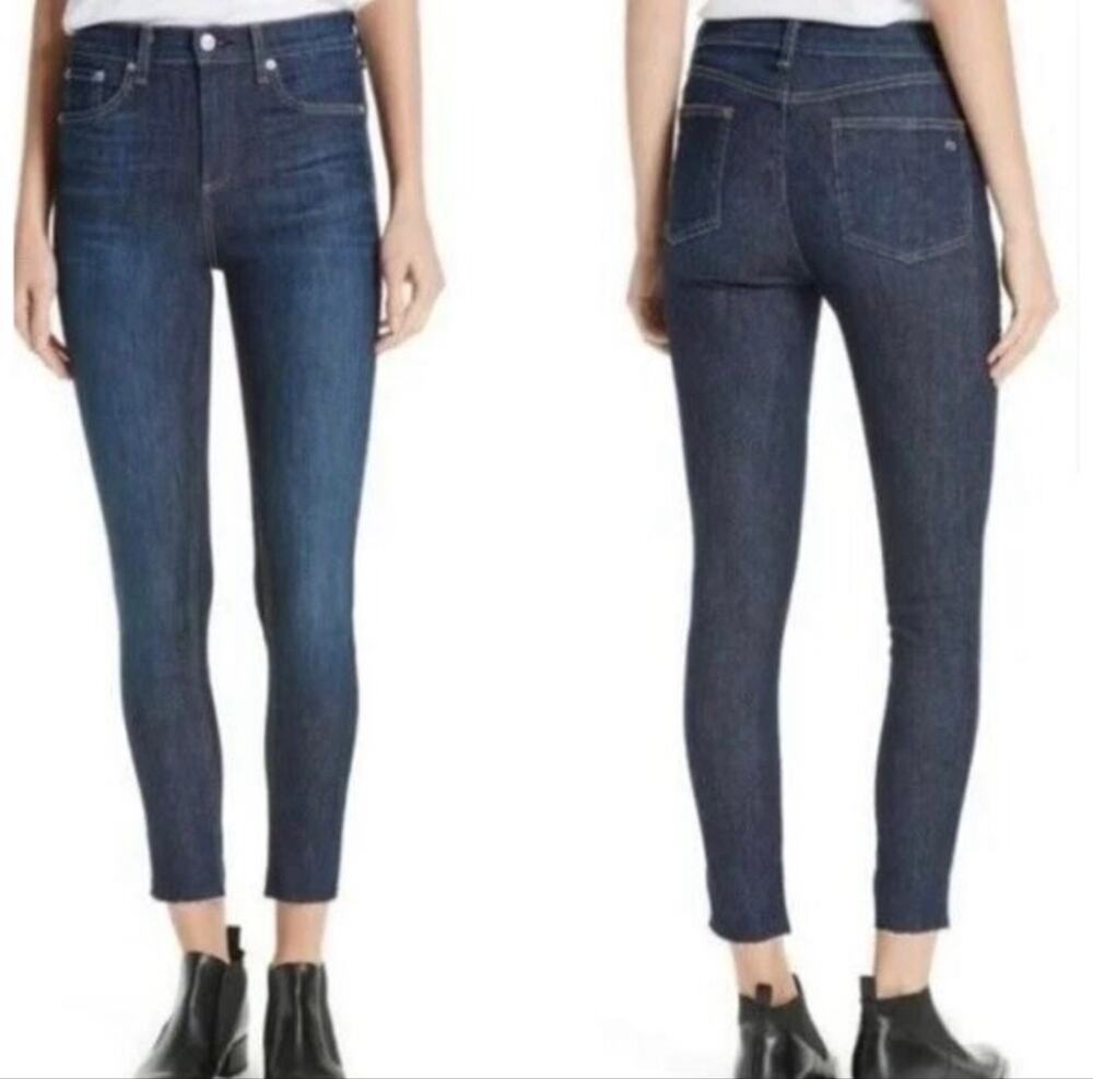 Rag & Bone 10” Skinny Ankle Jean Raw Hem in Mad River Size 28 EUC